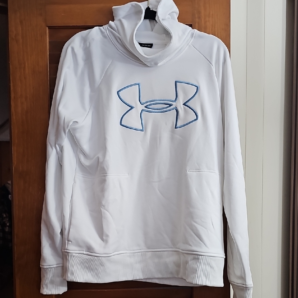 Under Armour White Sweatshirt with Light Blue Emblem